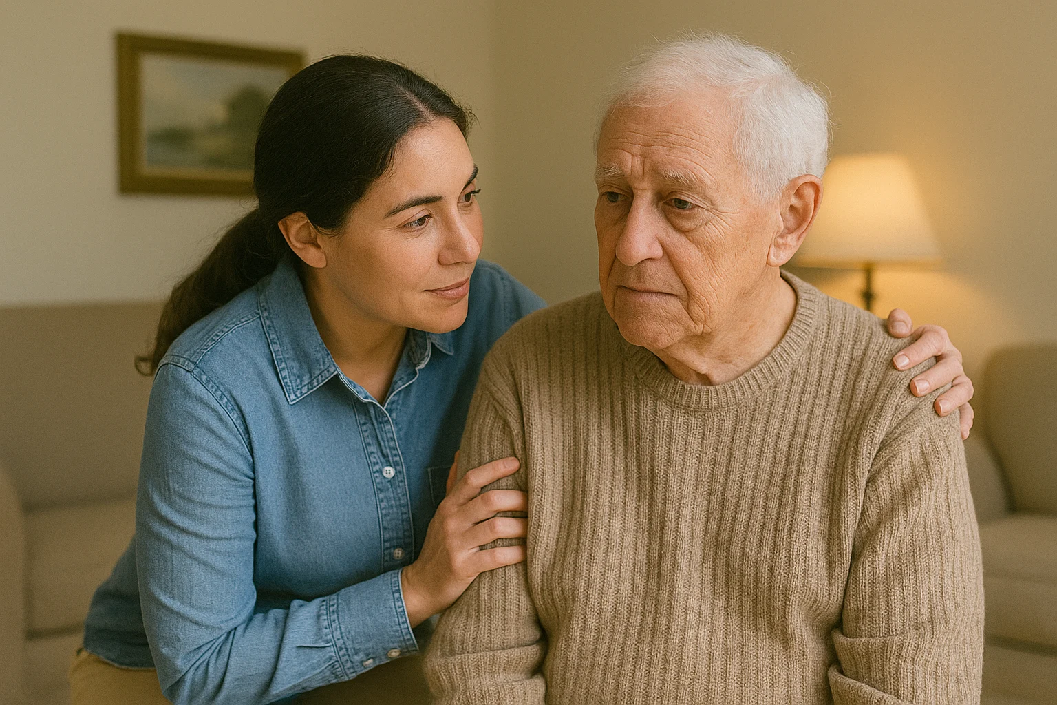 Caregiver providing personalized dementia care El Paso support to a senior at home